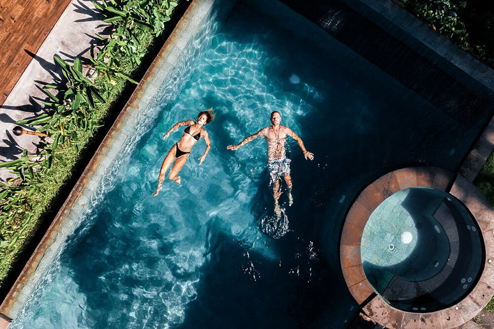 nervous system reset retreat People relaxing in the nervous system reset retreat pool.